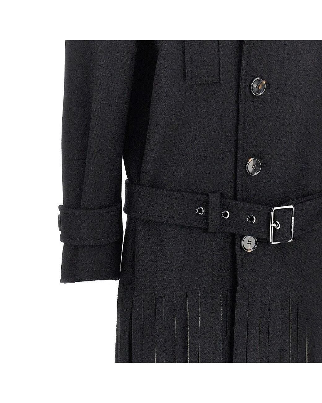 Pinko Black Fringed Oversized Cloth Coat