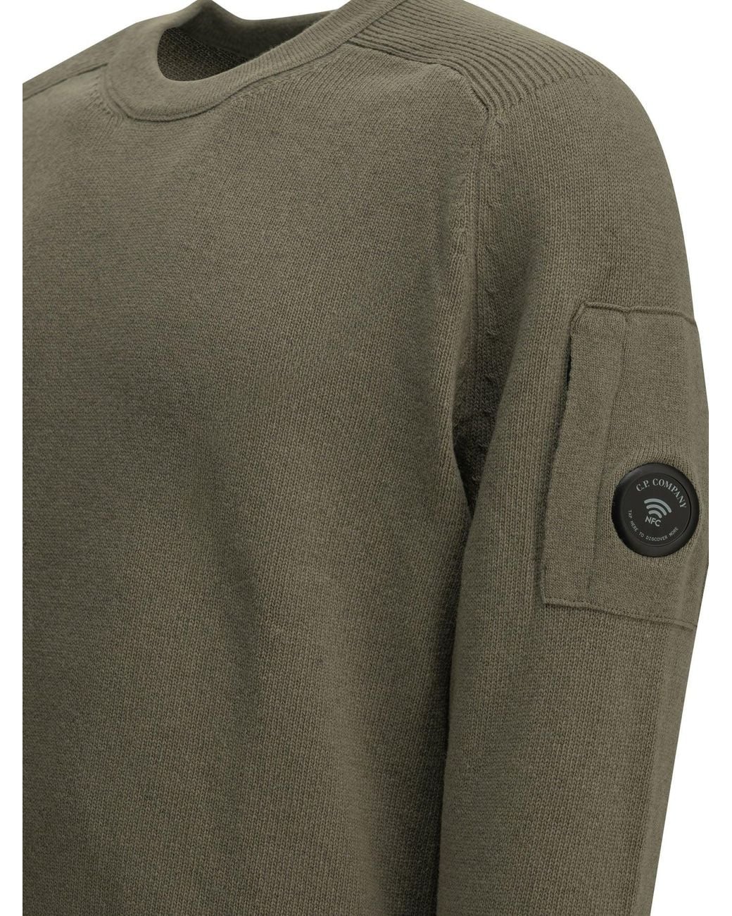 C P Company Green "Lens" Crew-Neck Sweater for men