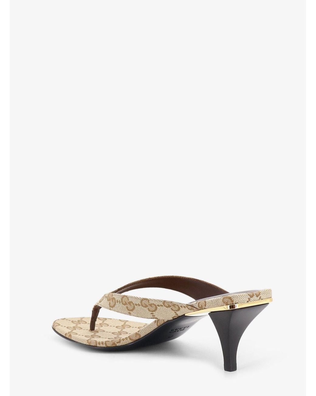 Gucci Natural Vittoria Gg Fabric Flip-Flops Sandals