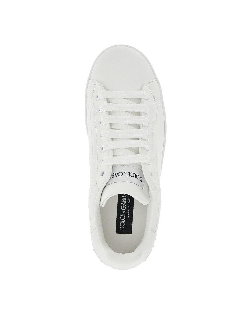 Dolce & Gabbana White 'Portofino' Leather Sneakers for men
