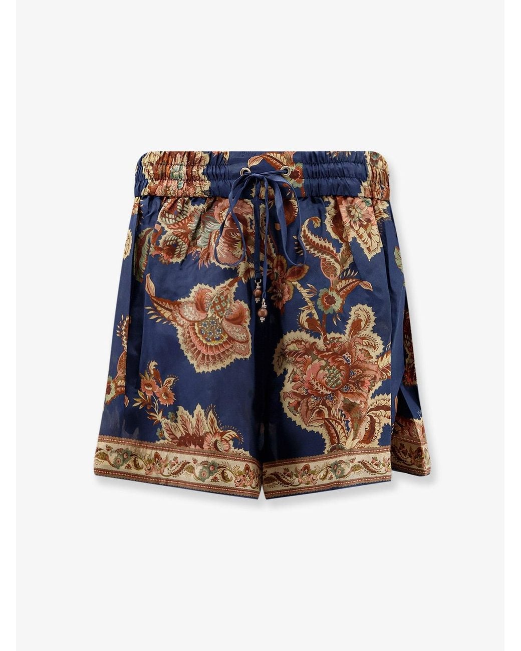 Zimmermann Blue Aster Relaxed Silk Bermuda Shorts