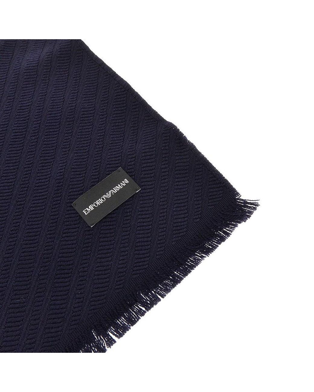 Emporio Armani Blue Jacquard Wool Scarf for men