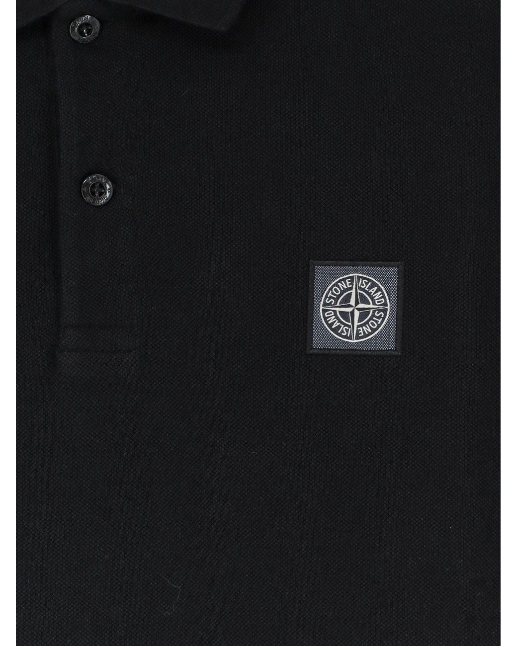 Stone Island Black T-Shirts And Polos Cotone Elastan for men