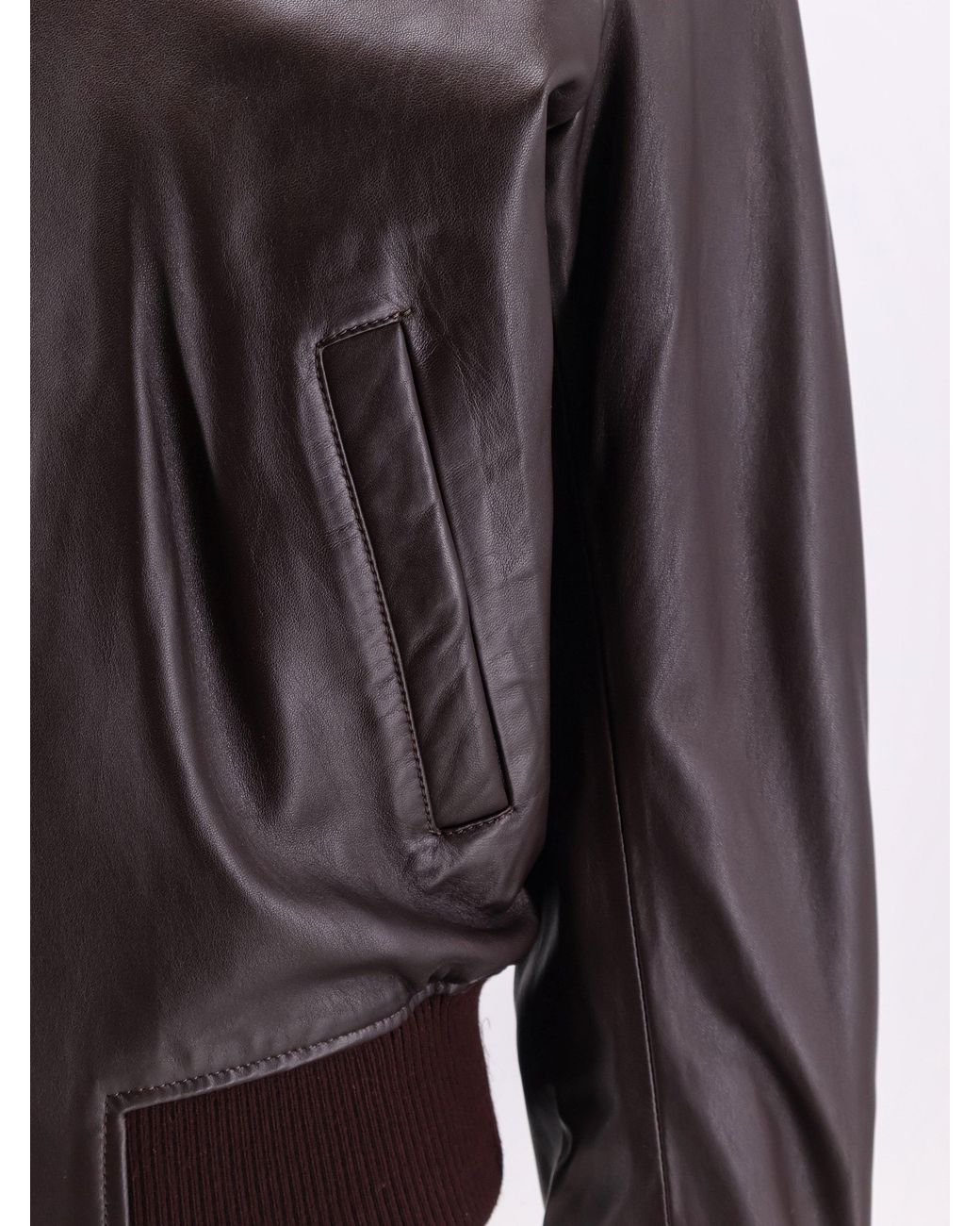 AMI Brown Bordeaux Leather Jacket for men