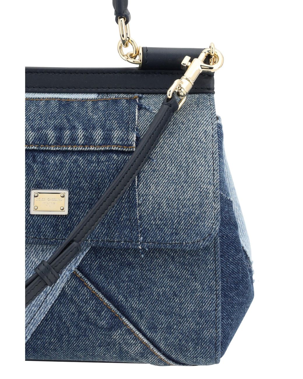 Dolce & Gabbana Blue Small Sicily Denim And Calf Leather Handbag