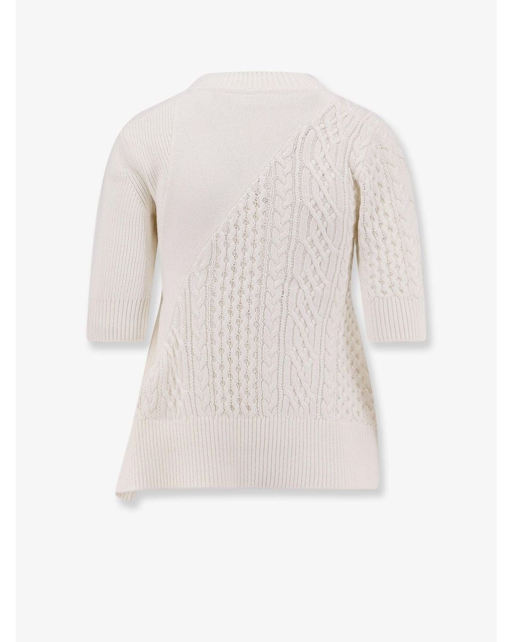 Sacai White Asymmetrical Cotton Blend Sweater