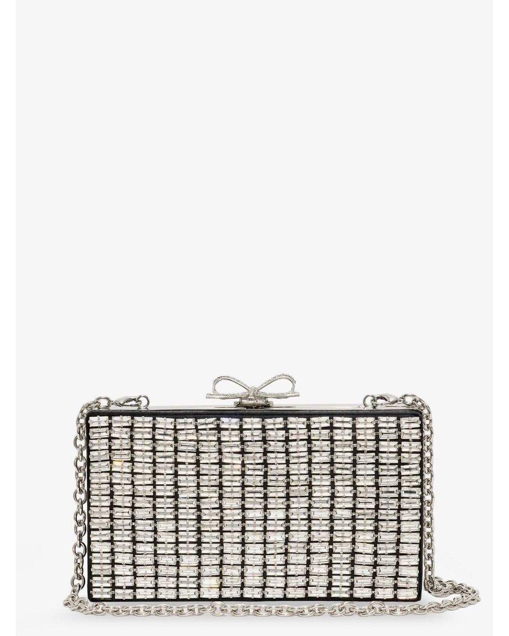 Self-Portrait Metallic Crystal Clutch Bag
