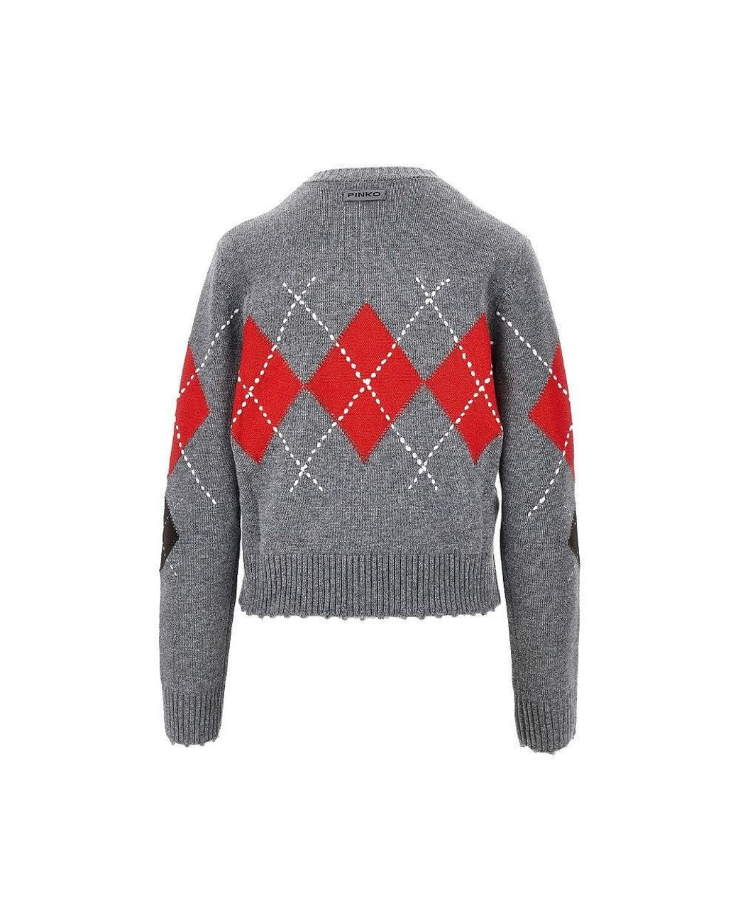 Pinko Red Wool And Cashmere Knitted Cardigan
