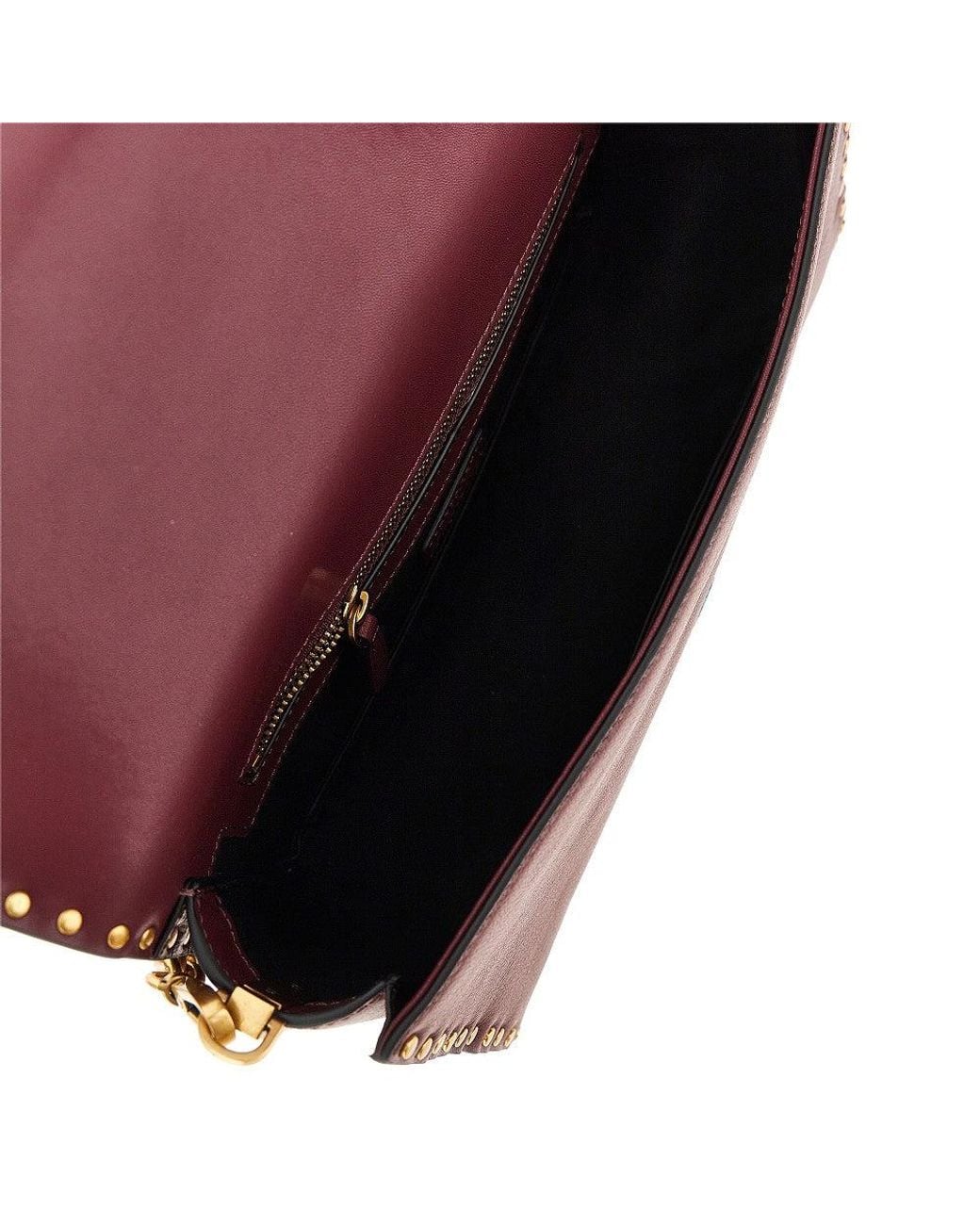 Pinko Purple 'Love One Slouchy' Leather Bag With Studs