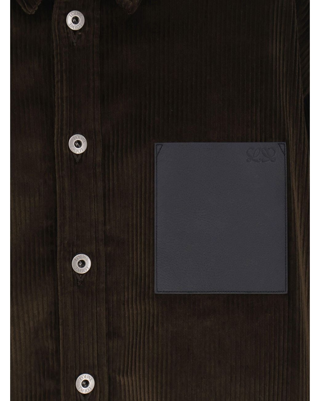 Loewe Brown Corduroy Shirt With Leather Pocket for men