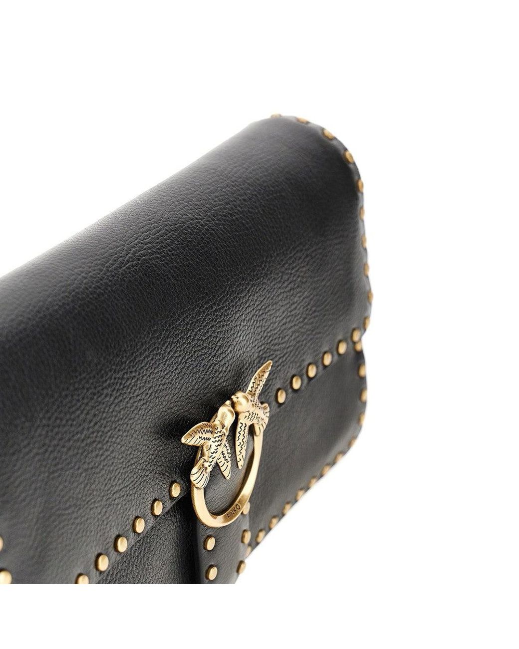 Pinko Black 'Love One Slouchy' Leather Bag With Studs