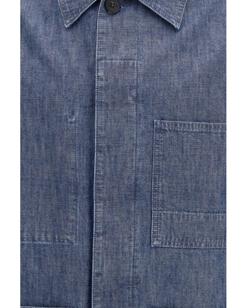 Jil Sander Blue Patch-Pocket Chambray Overshirt for men