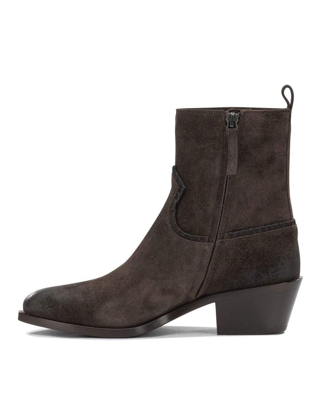 Sartore Brown "Velour 45Mm" Ankle Boots With Zipper