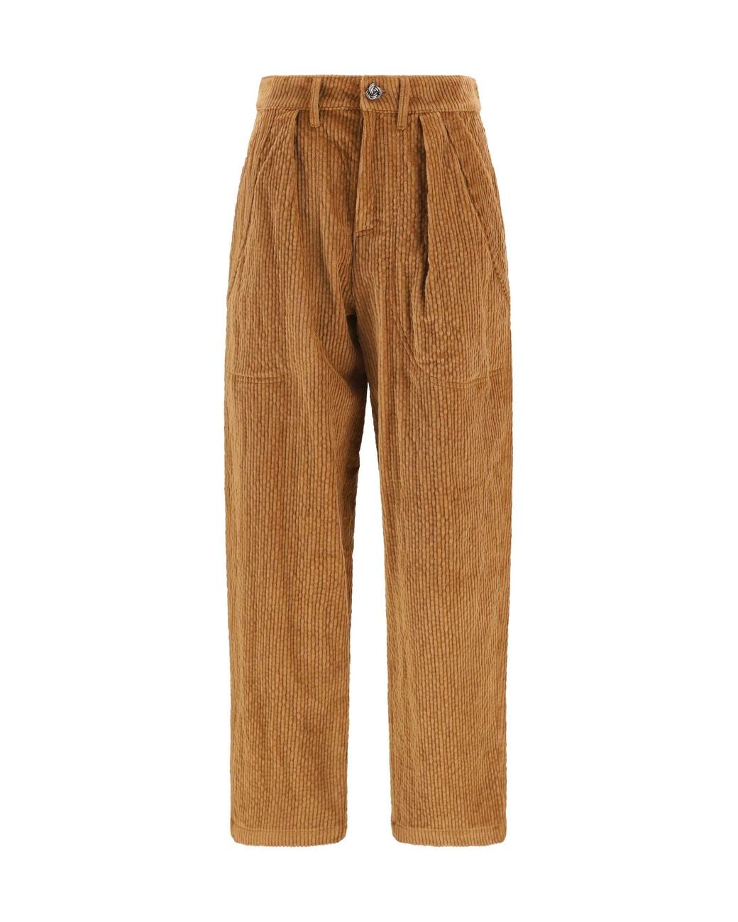 Kristina Ti Natural Straight-Leg Corduroy Pants Caramel