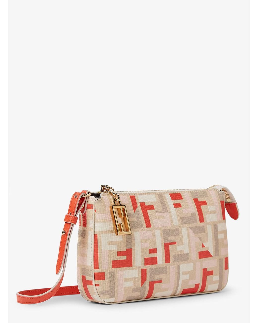 Fendi Pink Pouch Baguette Ff Jacquard Fabric Shoulder Bag