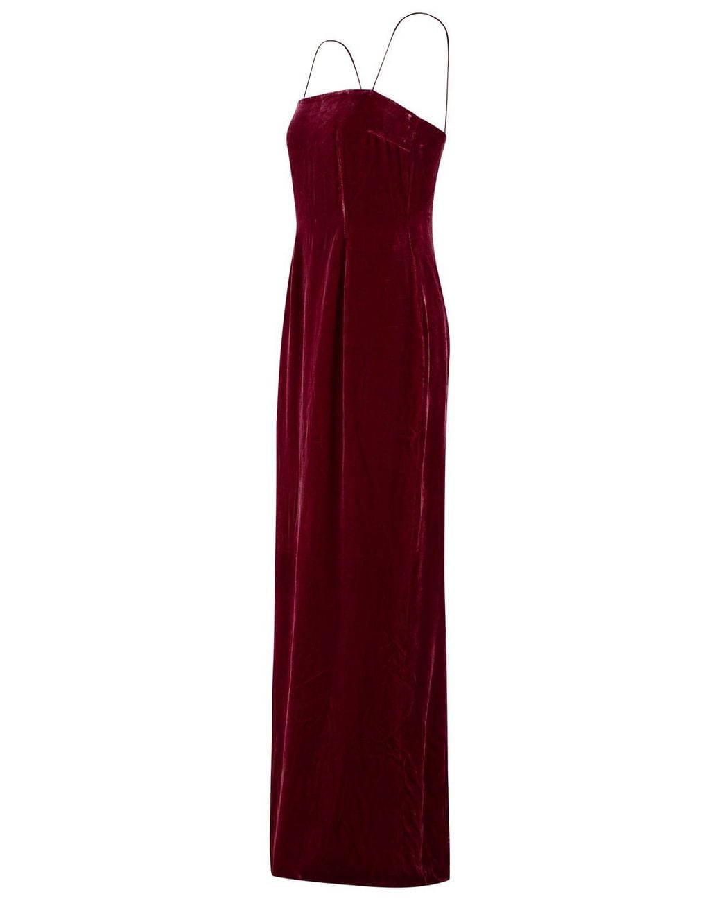 ROTATE BIRGER CHRISTENSEN Red Burgundy Silk Velvet Maxi Dress