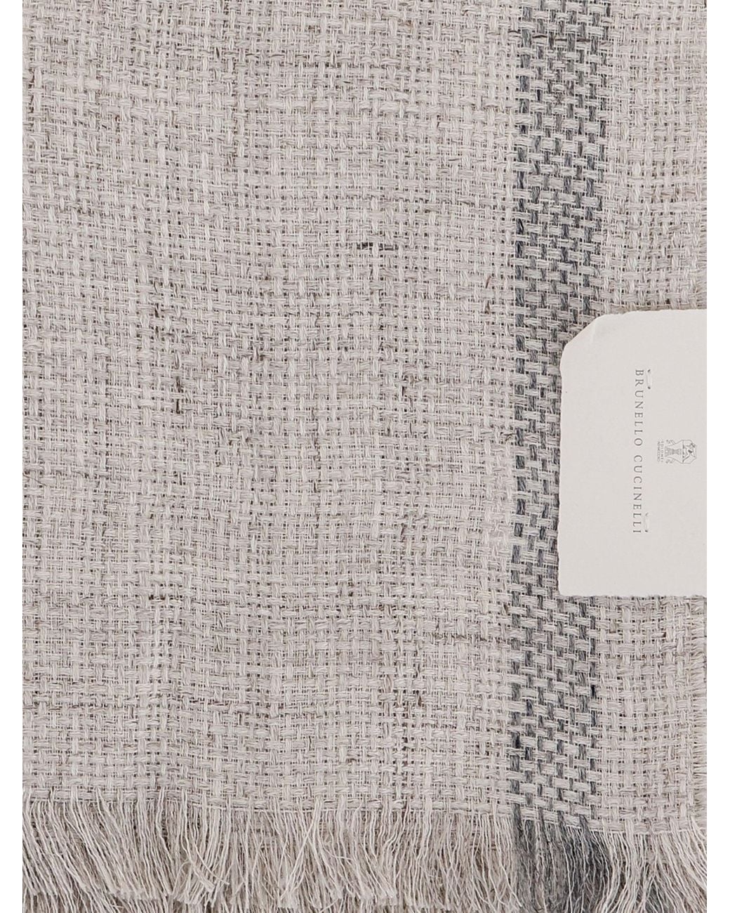 Brunello Cucinelli White Linen Scarf for men