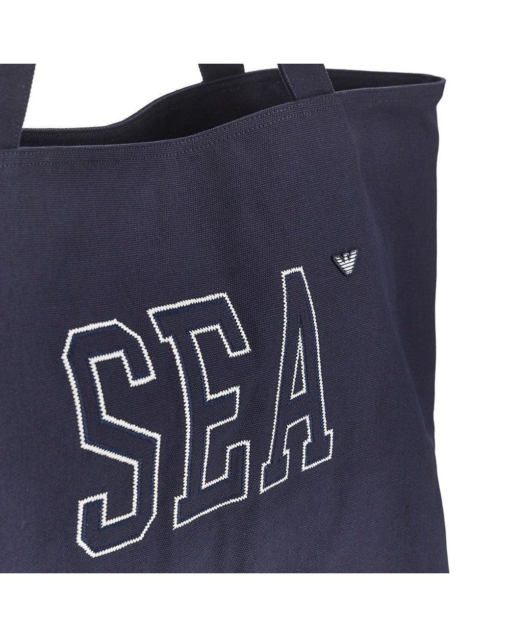 Emporio Armani Blue Canvas Beachwear Tote Bag