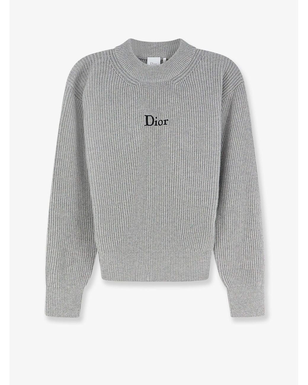Dior Gray Ribbed Wool Cashmere Sweater