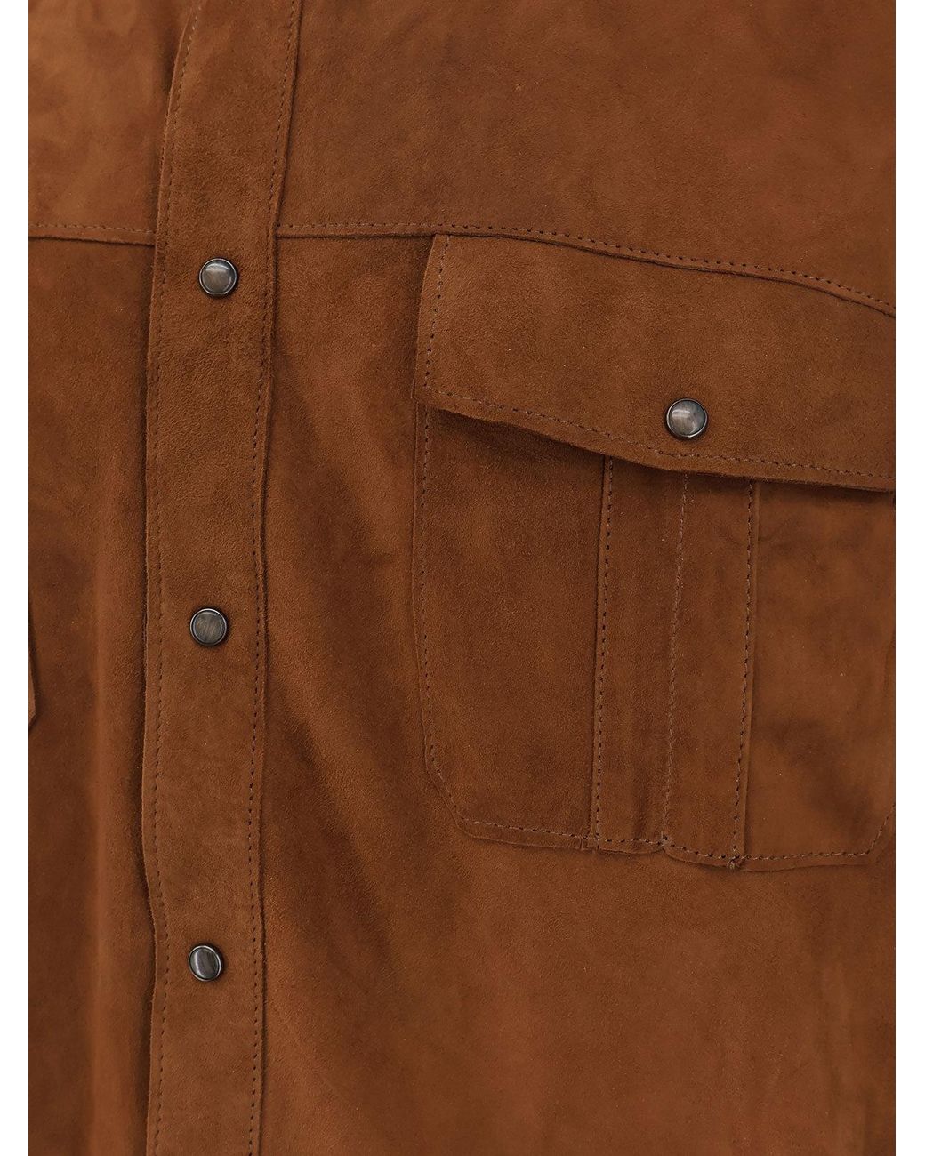 DFOUR® Brown Suede Shirt