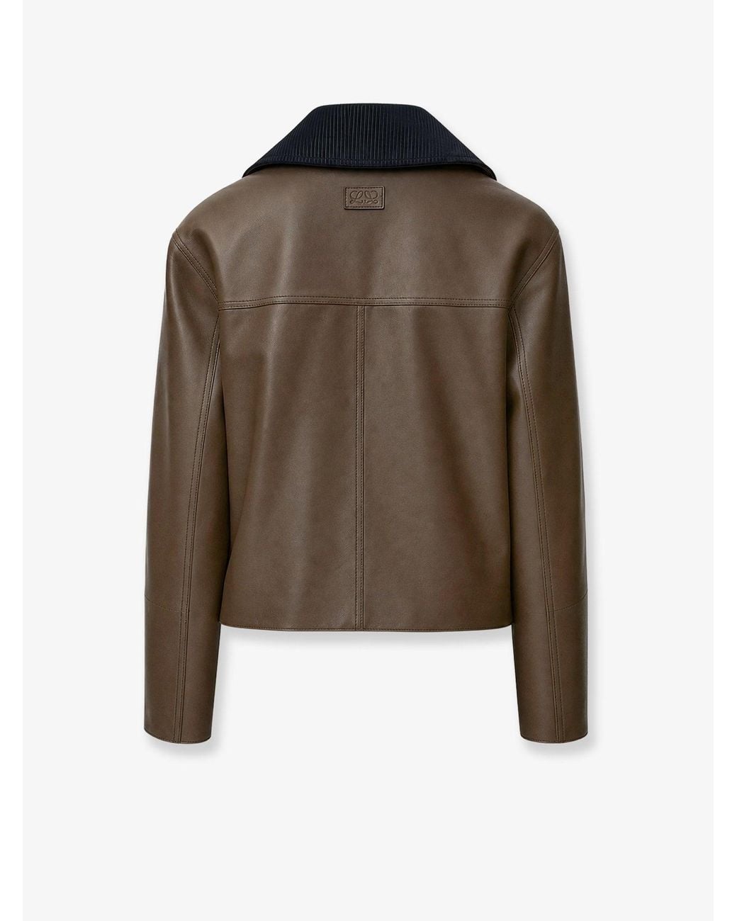 Loewe Brown Lightweight Nappa Leather Short Jacket With A Corduroy Collar