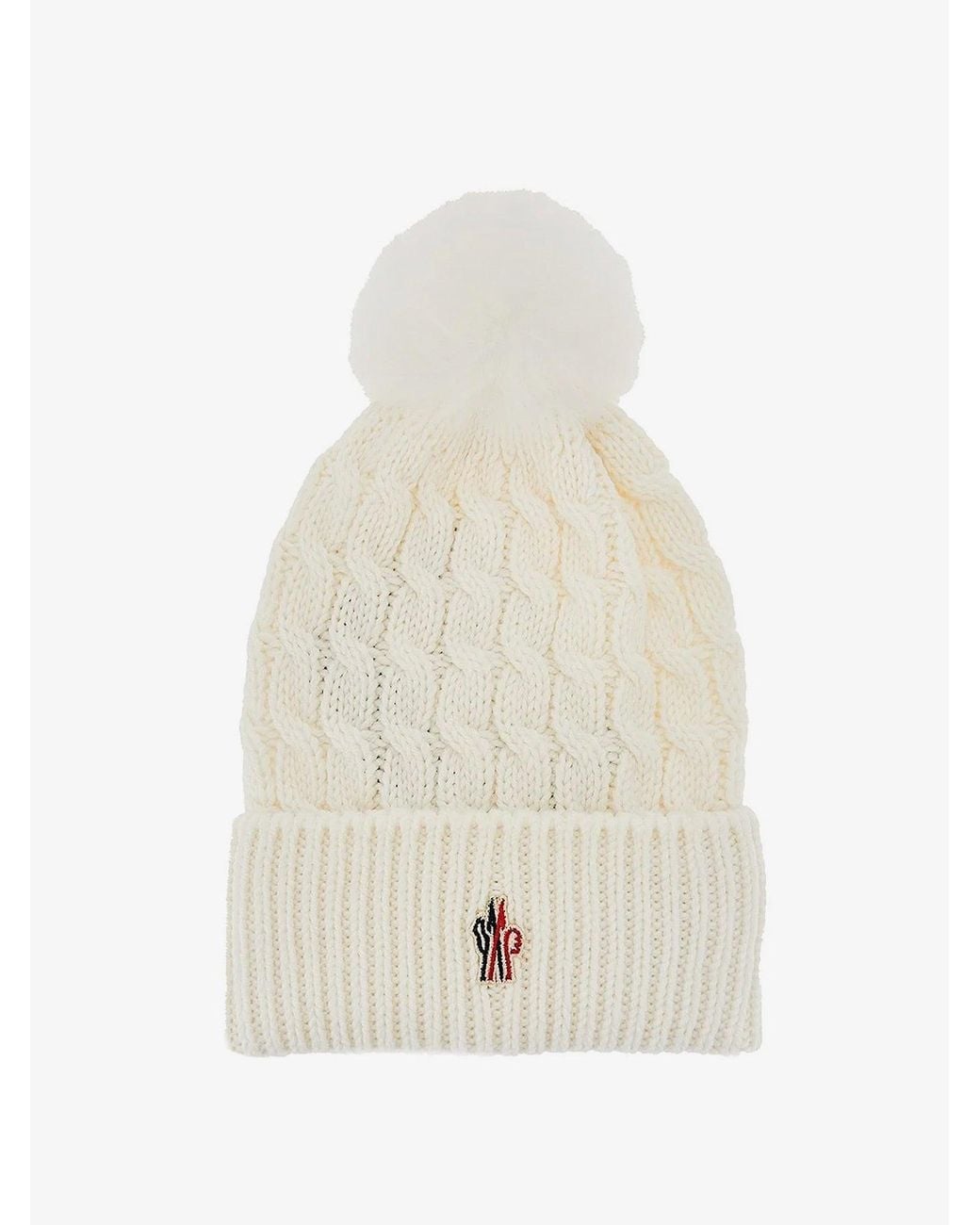 Moncler White Wool Hat With Pom-Pom