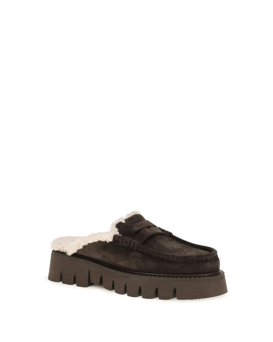 Pedro Garcia Brown Savy Shearling Mules Velour