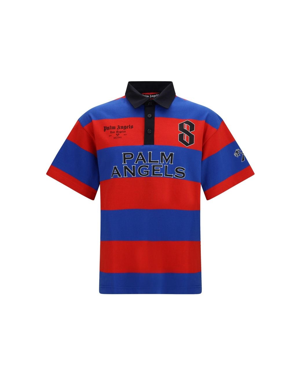Palm Angels Red Palm Sport Stripes Short-Sleeve Polo for men