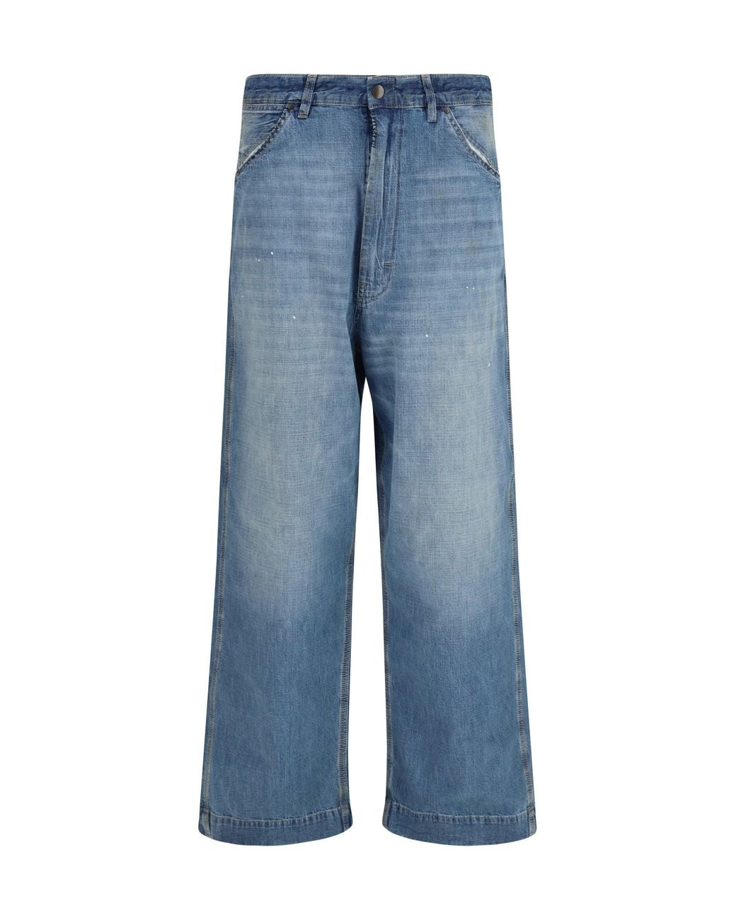 Margiela Blue Patchwork Wide Leg Jeans Medium