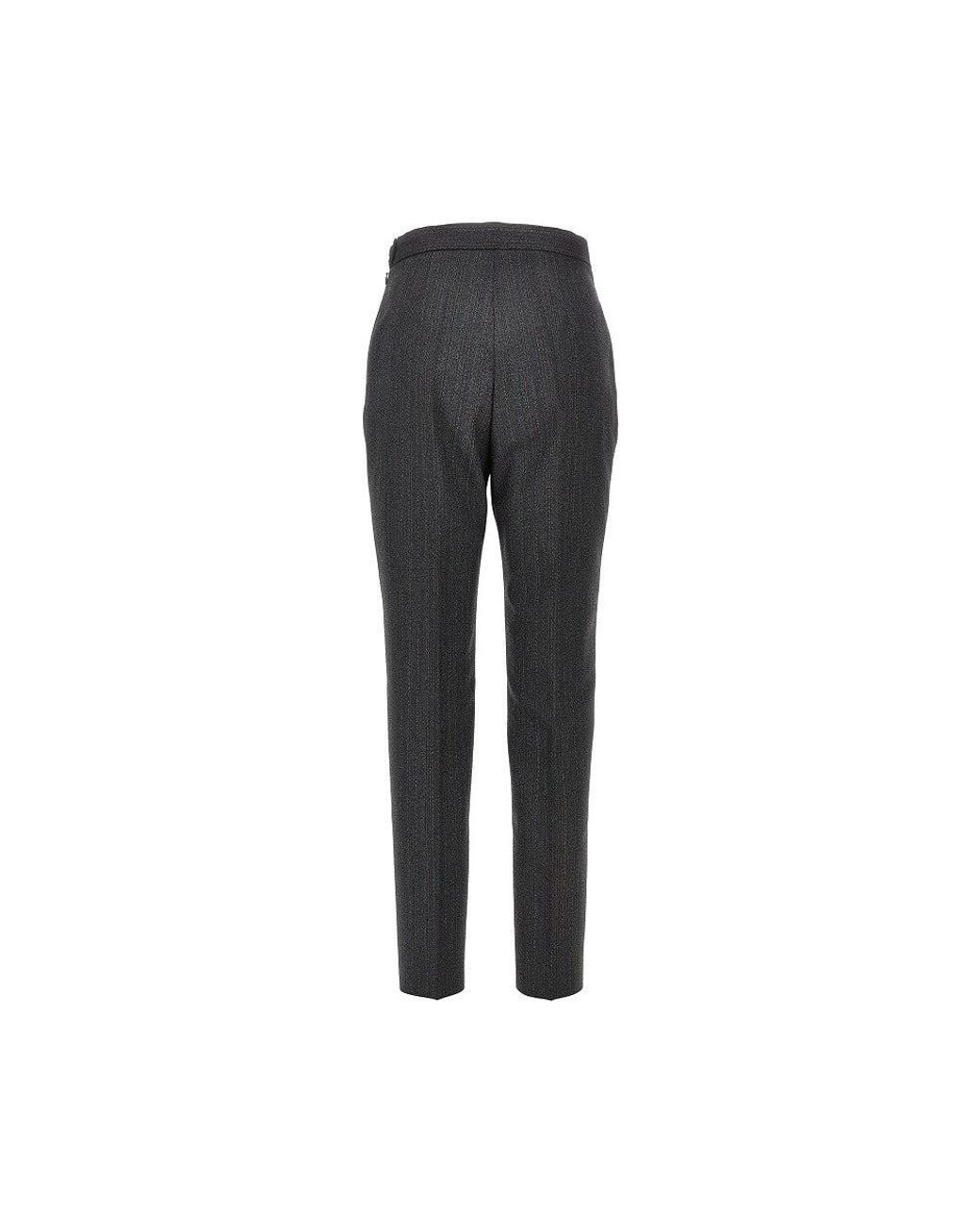 Jil Sander Gray Pinstriped Wool Tailored Pants