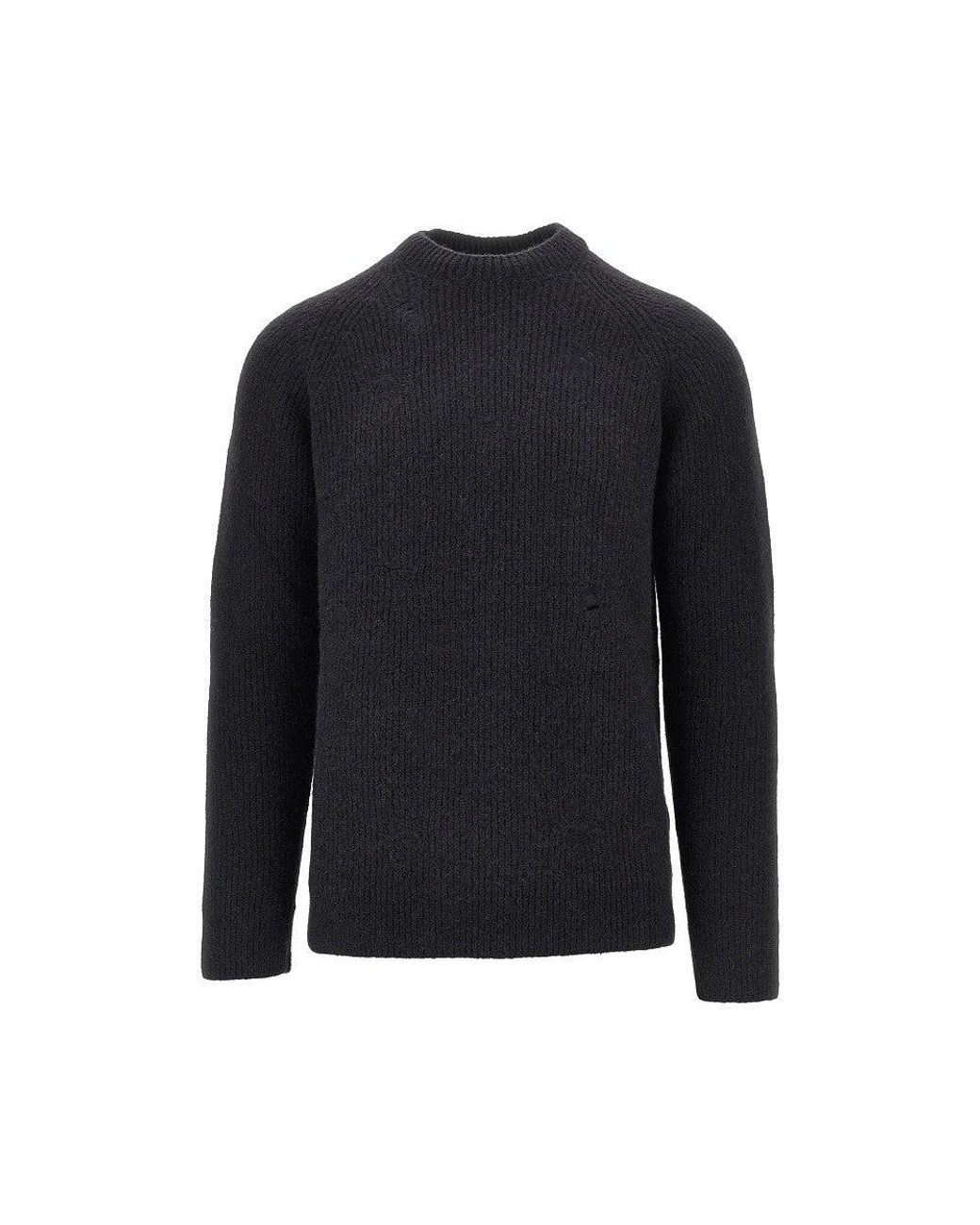 Laneus Blue Alpaca-Wool Blend Crewneck Sweater for men