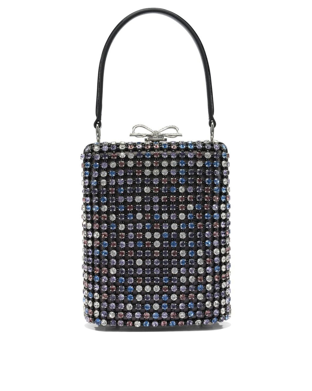 Self-Portrait Black Mini Multi Crystal Handbag