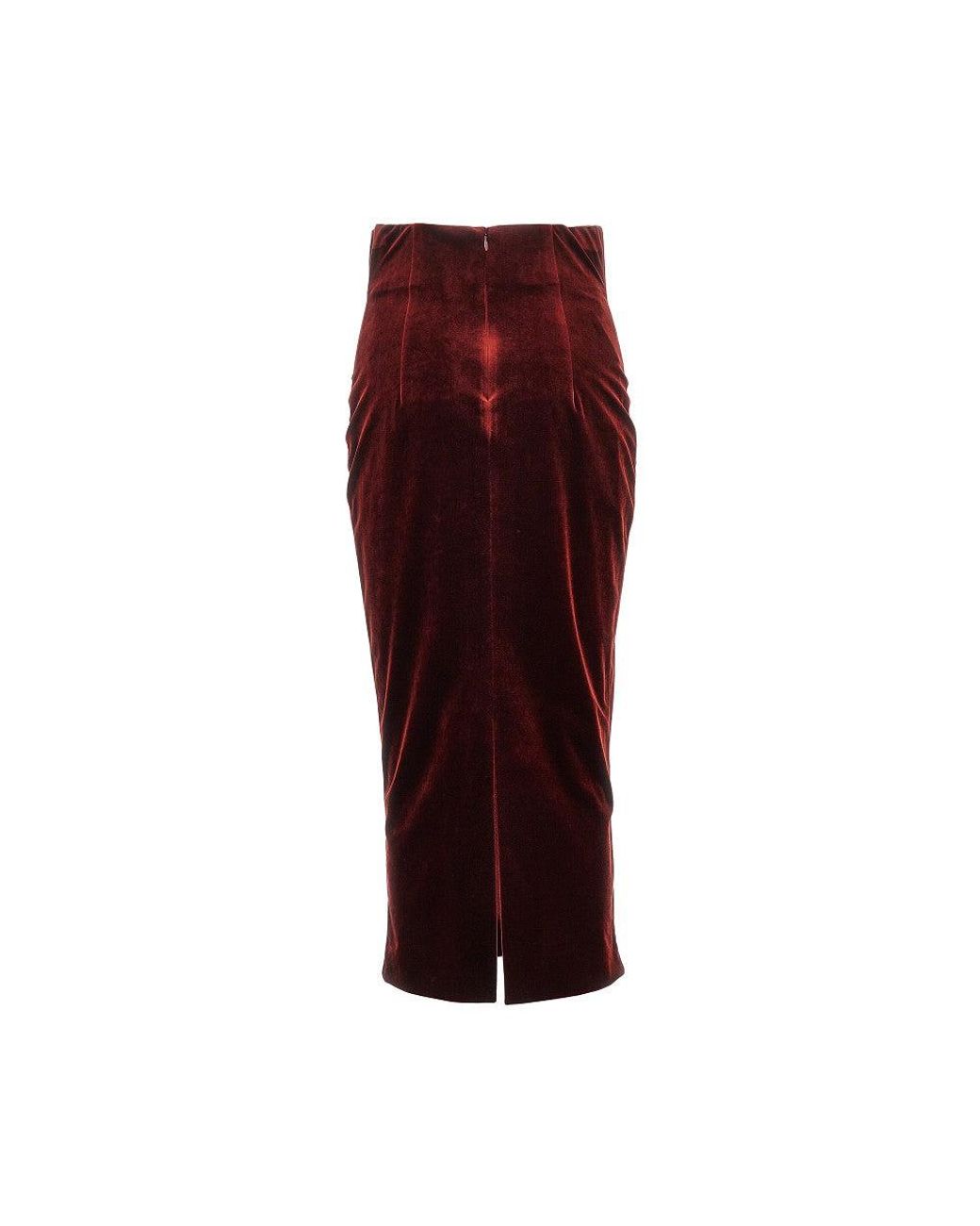 Alberta Ferretti Red Velvet Midi Skirt
