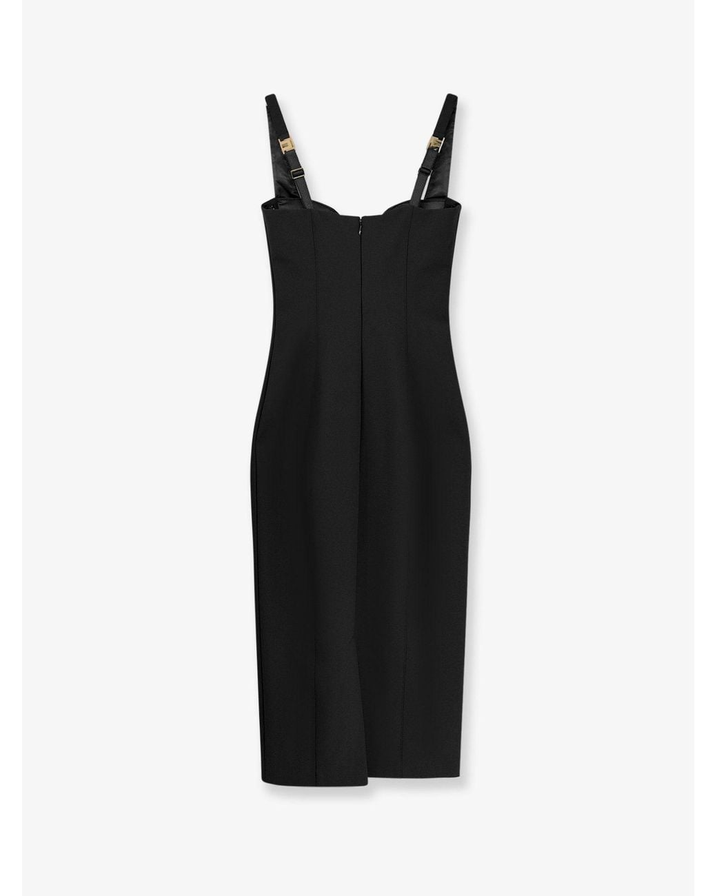 Elisabetta Franchi Black Fitted Stretch Midi Dress