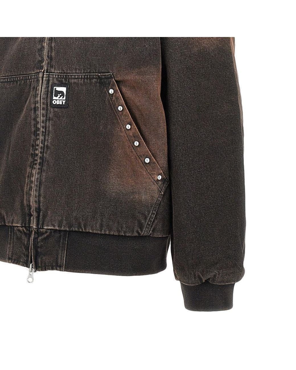 Obey Black Studded Denim Blouson Jacket for men
