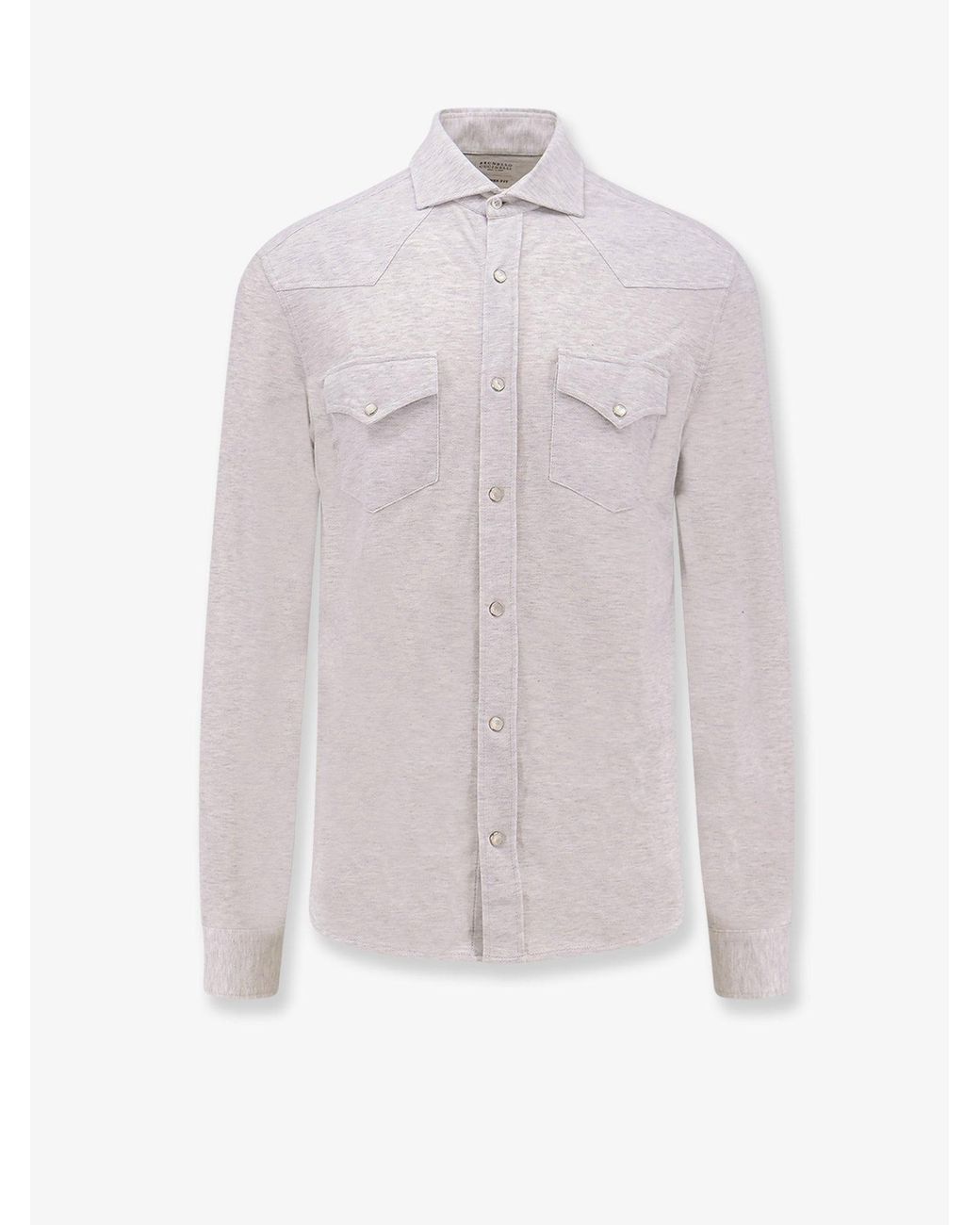 Brunello Cucinelli White Cotton Leisure Fit Shirt for men