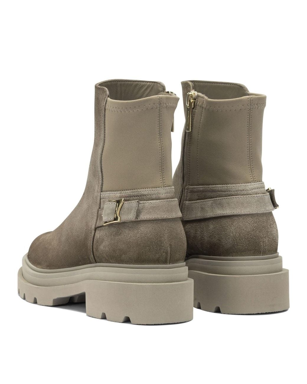 Santoni Brown Suede Ankle Boots With Zipper