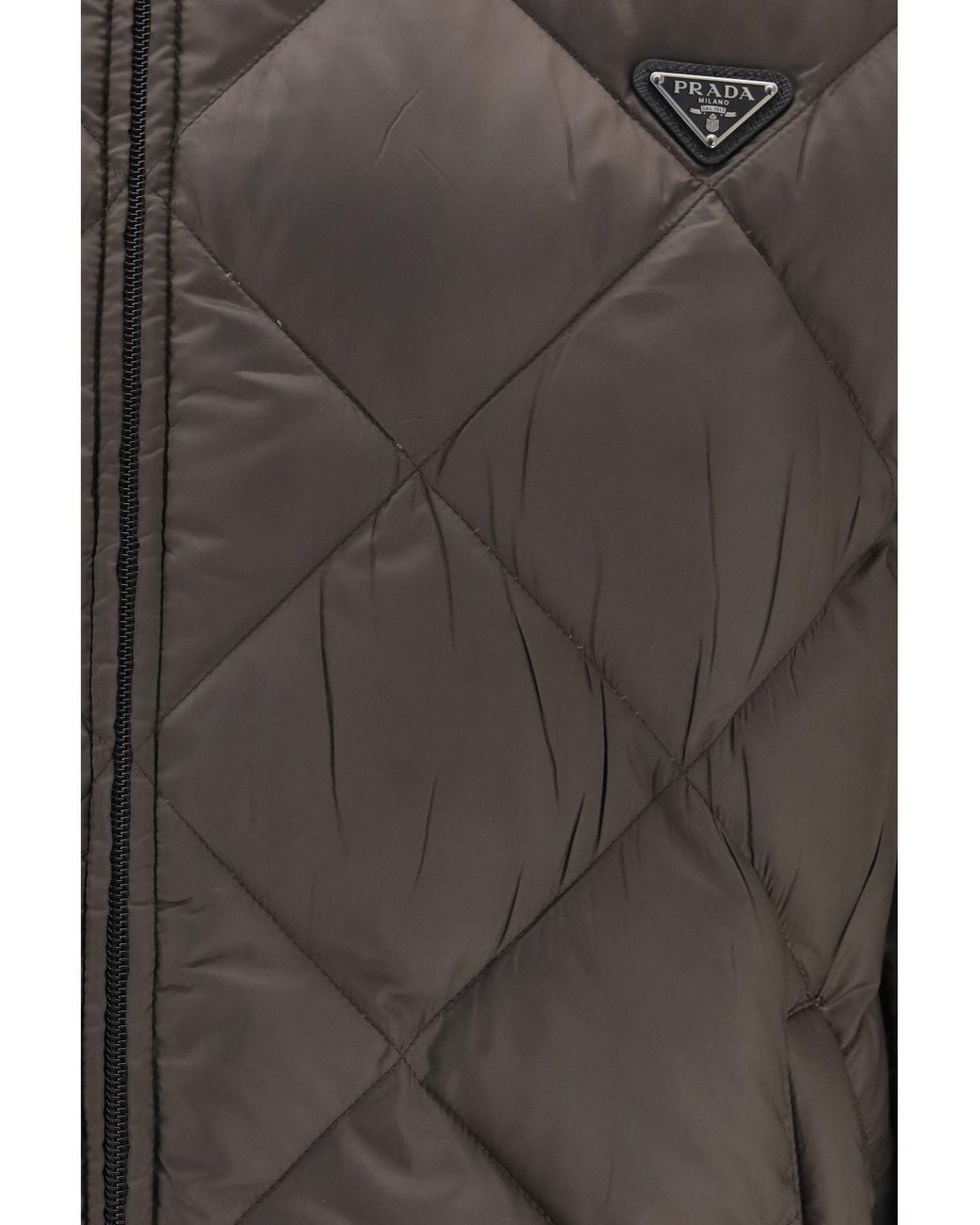 Prada Gray Short Re-Nylon Down Jacket Selva for men