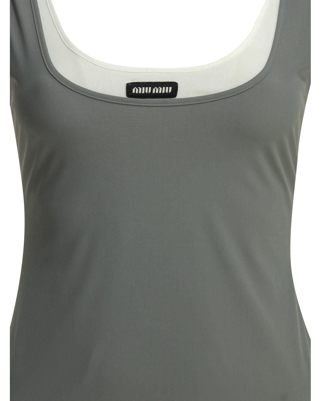Miu Miu Gray Stretch Jersey Short Dress