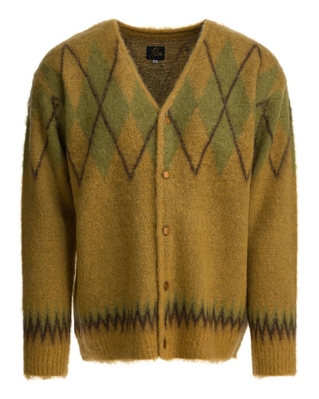 Needles Green Mohair Cardigan for men
