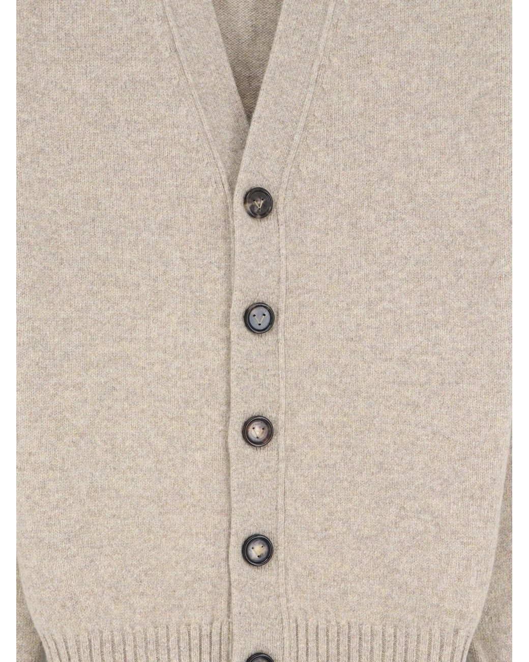 Bottega Veneta White Cashmere Blend Cardigan With Intreccio Patch for men