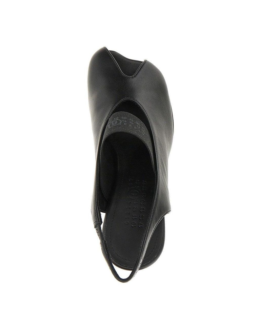 MM6 by Maison Margiela Black Leather Anatomic Numeric Slingback Pumps 38