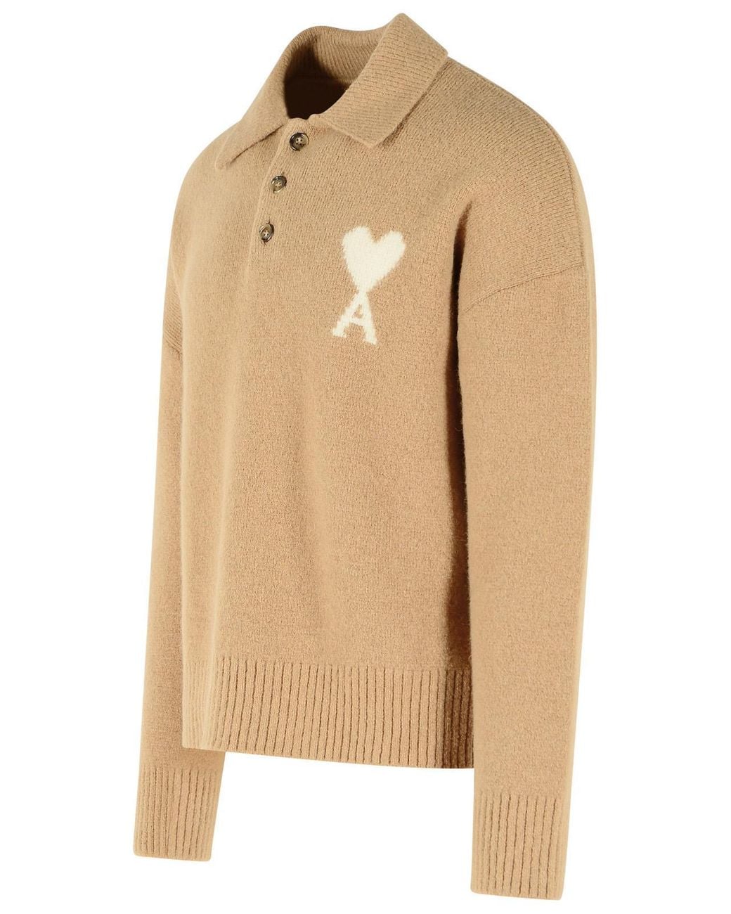 AMI Natural Ami De Cœur Polo Shirt Alpaca