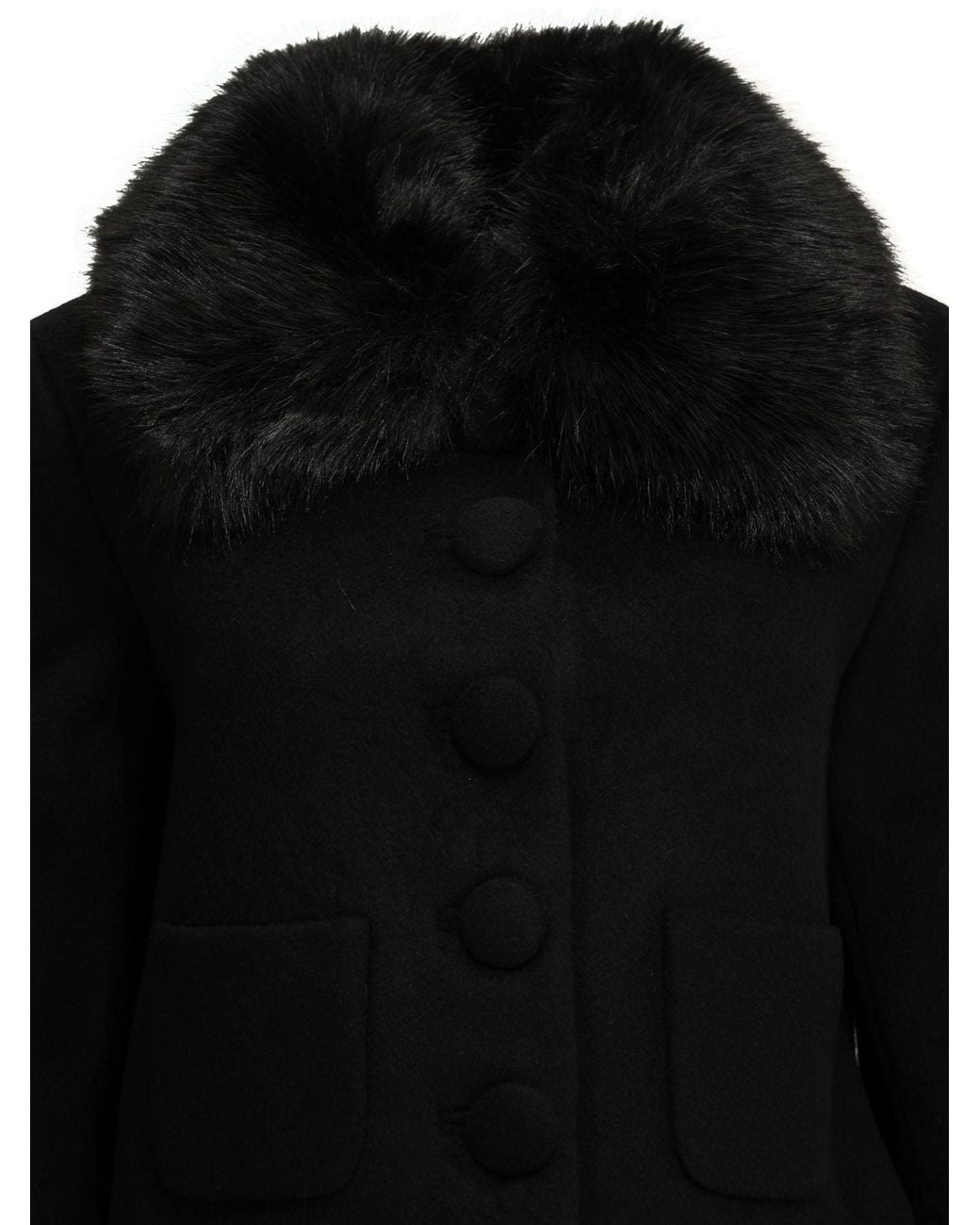 Self-Portrait Black Short Wool Coat