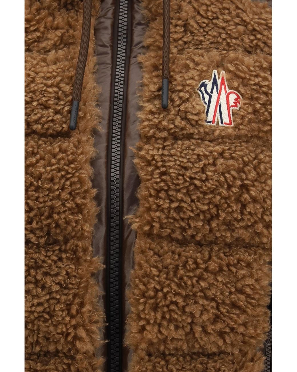 Moncler Brown Wool-Effect Padded Vest Tan