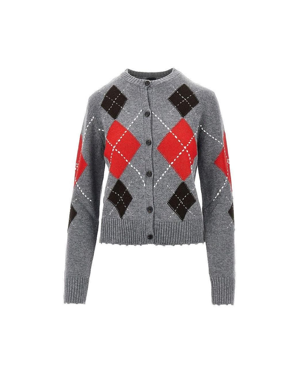 Pinko Red Wool And Cashmere Knitted Cardigan