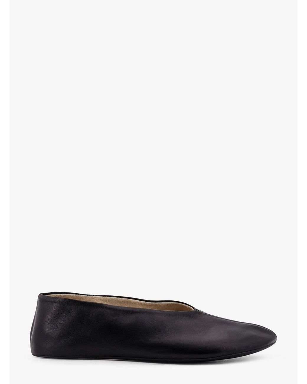 The Row White Stella Slipper Leather Ballerinas