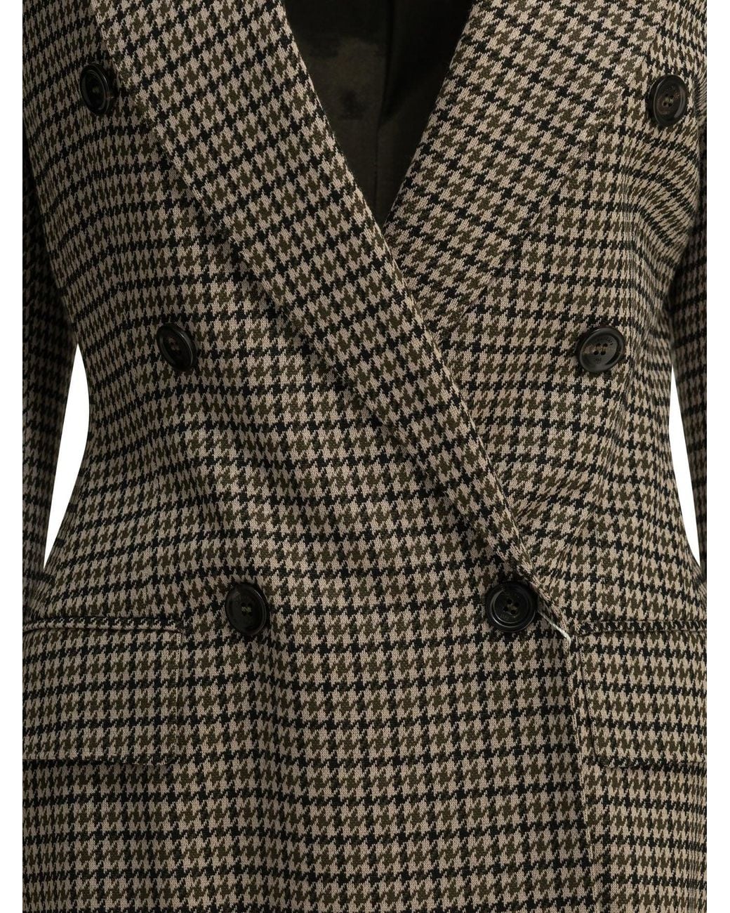 Max Mara Green Double-Breasted Houndstooth Blazer