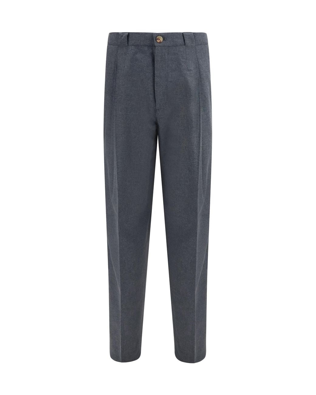 Brunello Cucinelli Blue Virgin Wool Canvas Pants Antracite for men