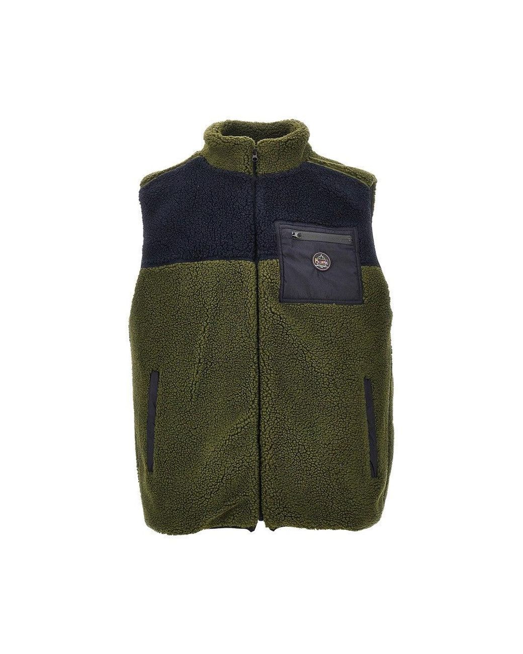 Mauna Kea Green Color-Block Sherpa Vest for men